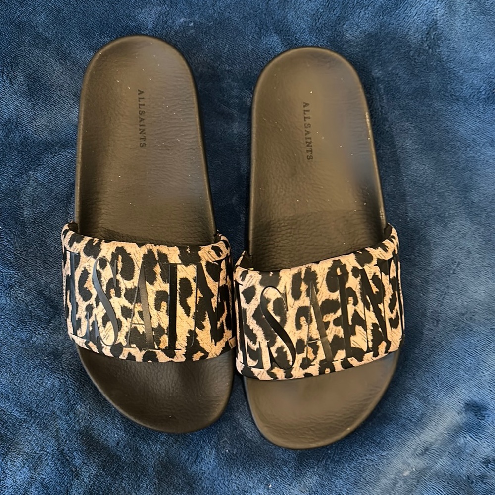 New! All Saints Leopard Print Slides 38